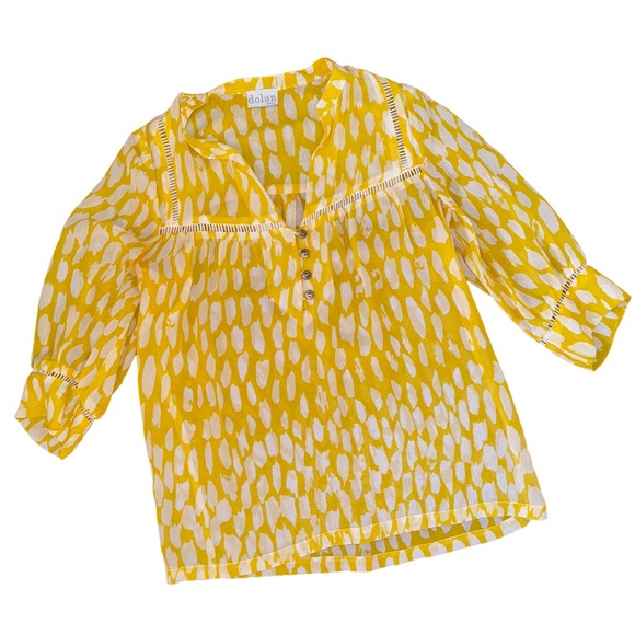 Anthropologie Dolan Yellow White Silk Blouse - Picture 2 of 9